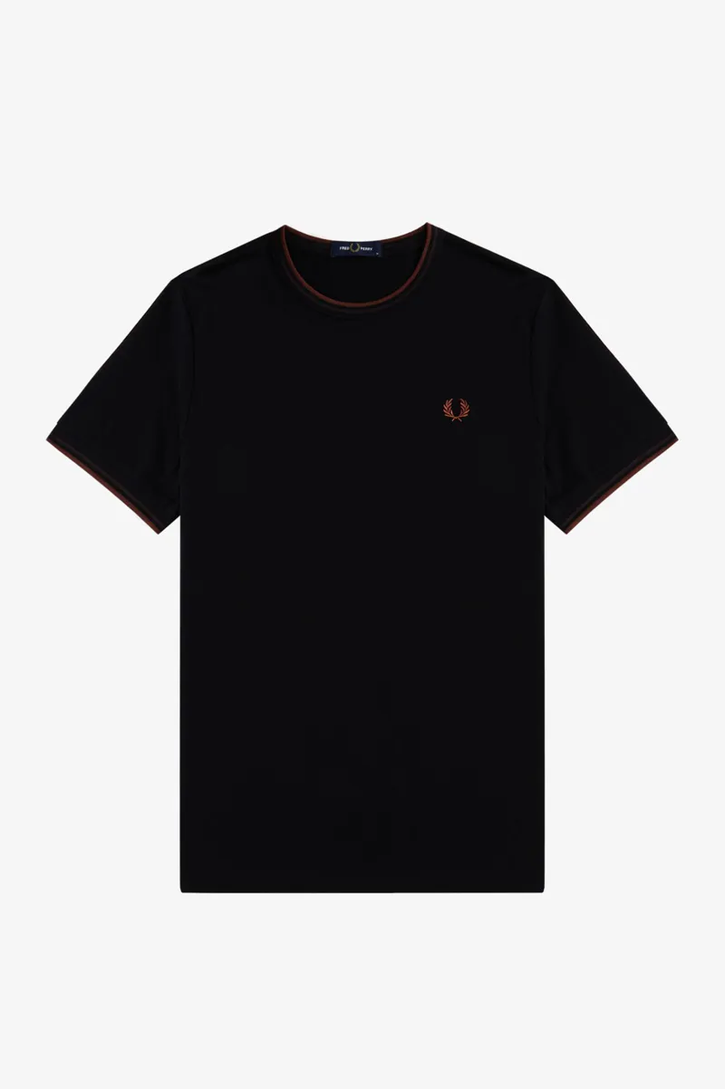 Fred Perry Twin Tipped T-shirt Black/Carrington Brick/Whiskey Brown -7