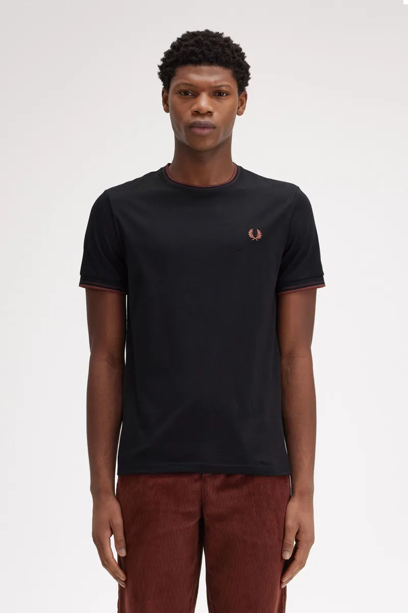 Fred Perry Twin Tipped T-shirt Black/Carrington Brick/Whiskey Brown -1