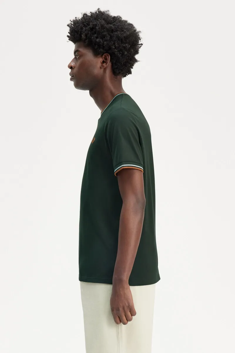 Fred Perry Twin Tipped T-shirt Night Green / Silver Blue / Marmalade-3