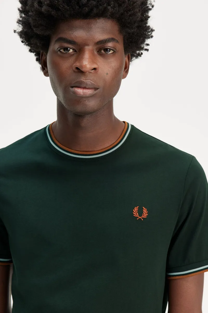 Fred Perry Twin Tipped T-shirt Night Green / Silver Blue / Marmalade-4