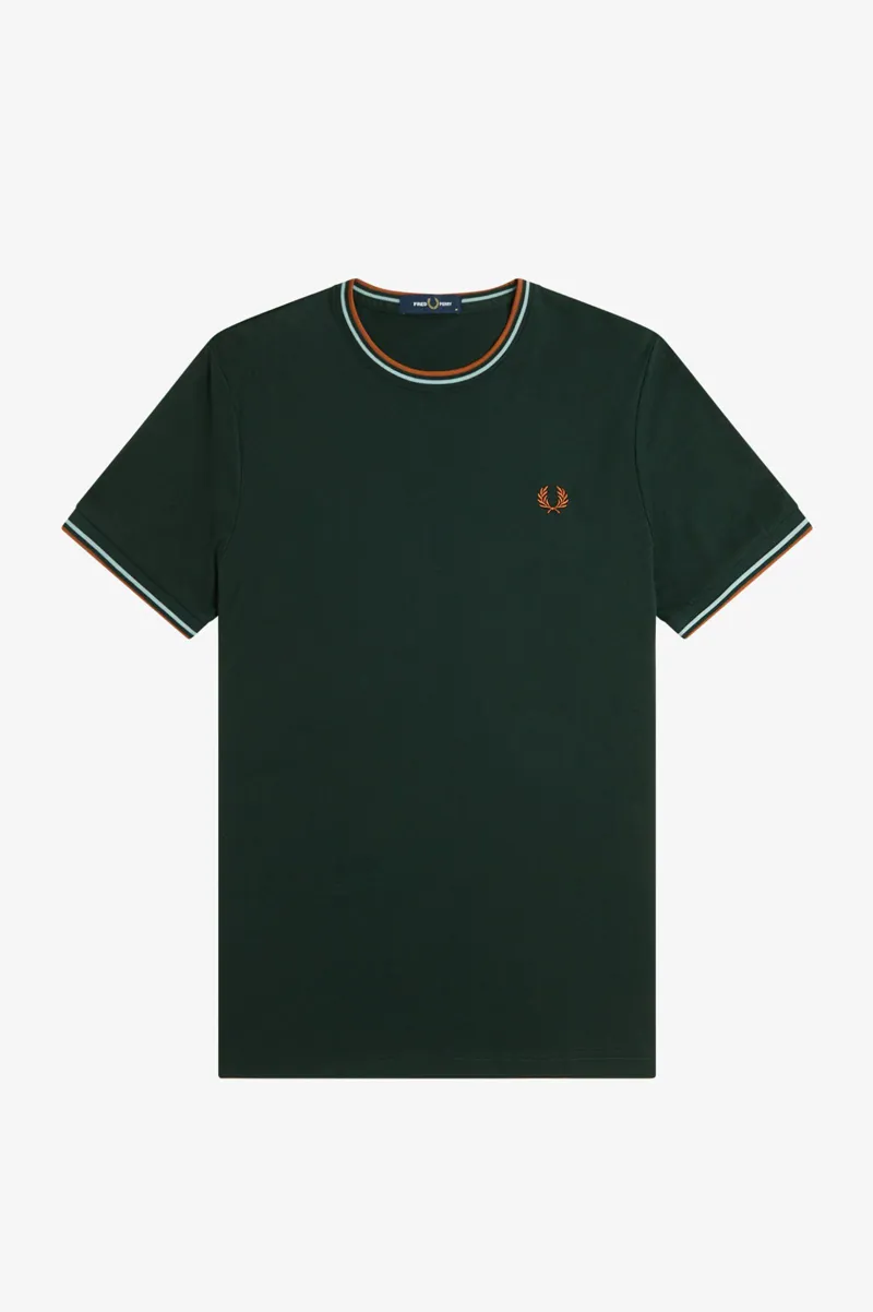 Fred Perry Twin Tipped T-shirt Night Green / Silver Blue / Marmalade-7