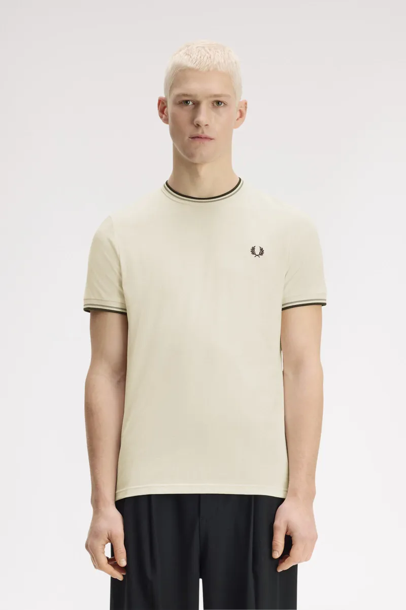 Fred Perry Twin Tipped T-shirt Ecru / Seagrass / Airforce-1