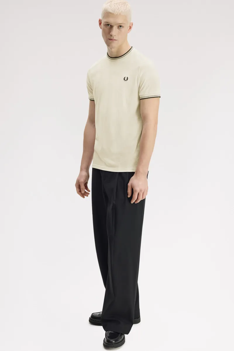 Fred Perry Twin Tipped T-shirt Ecru / Seagrass / Airforce-3