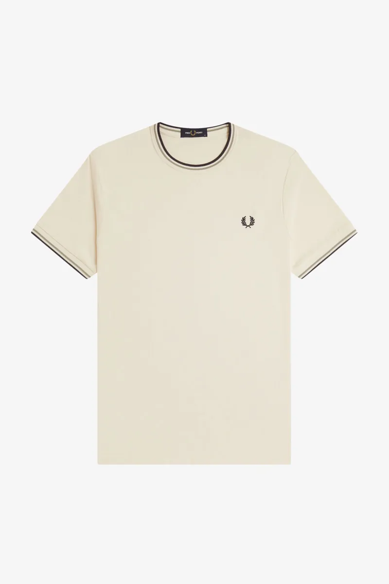 Fred Perry Twin Tipped T-shirt Ecru / Seagrass / Airforce-7