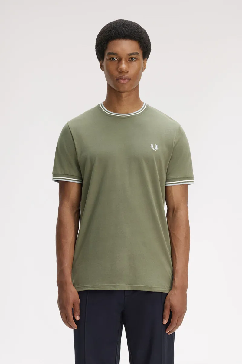 Fred Perry Twin Tipped T-shirt LW Green / Ecru / Blue-1