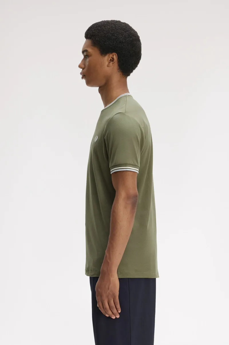 Fred Perry Twin Tipped T-shirt LW Green / Ecru / Blue-2