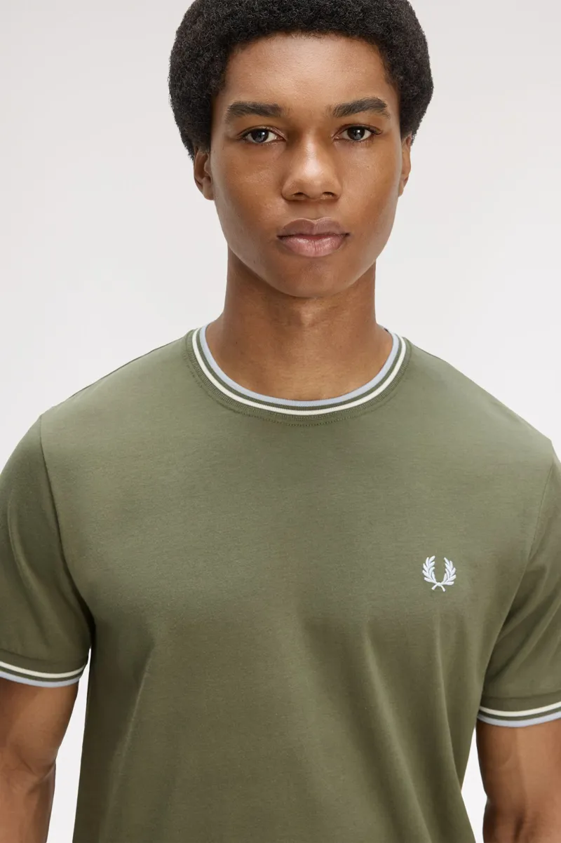 Fred Perry Twin Tipped T-shirt LW Green / Ecru / Blue-4