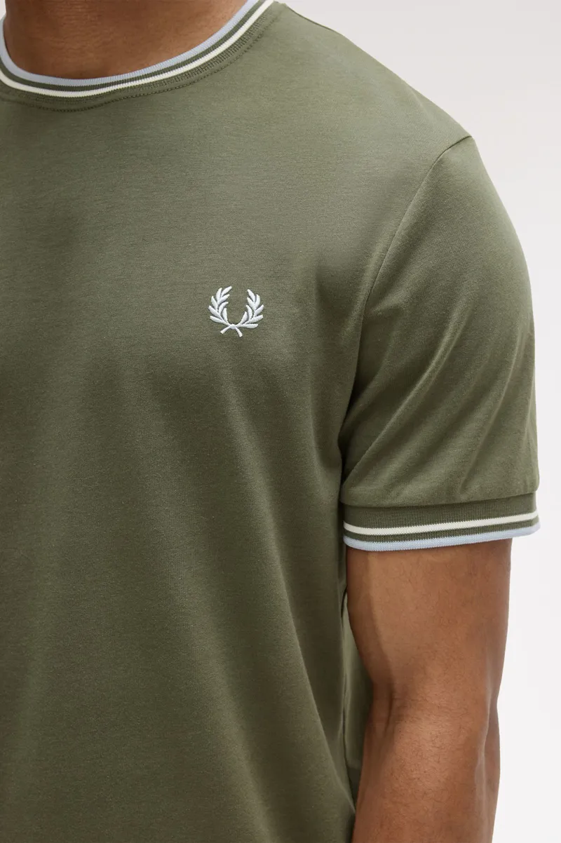 Fred Perry Twin Tipped T-shirt LW Green / Ecru / Blue-5