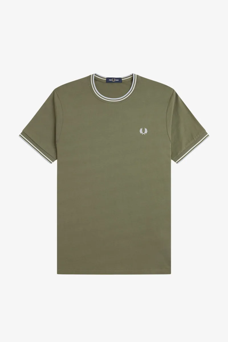 Fred Perry Twin Tipped T-shirt LW Green / Ecru / Blue-7