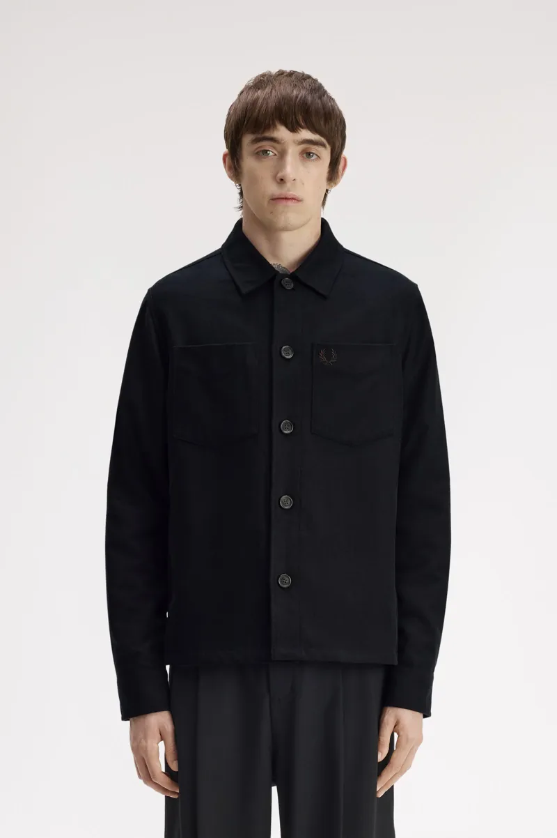 Fred Perry Brushed Twill Overshirt Black -1