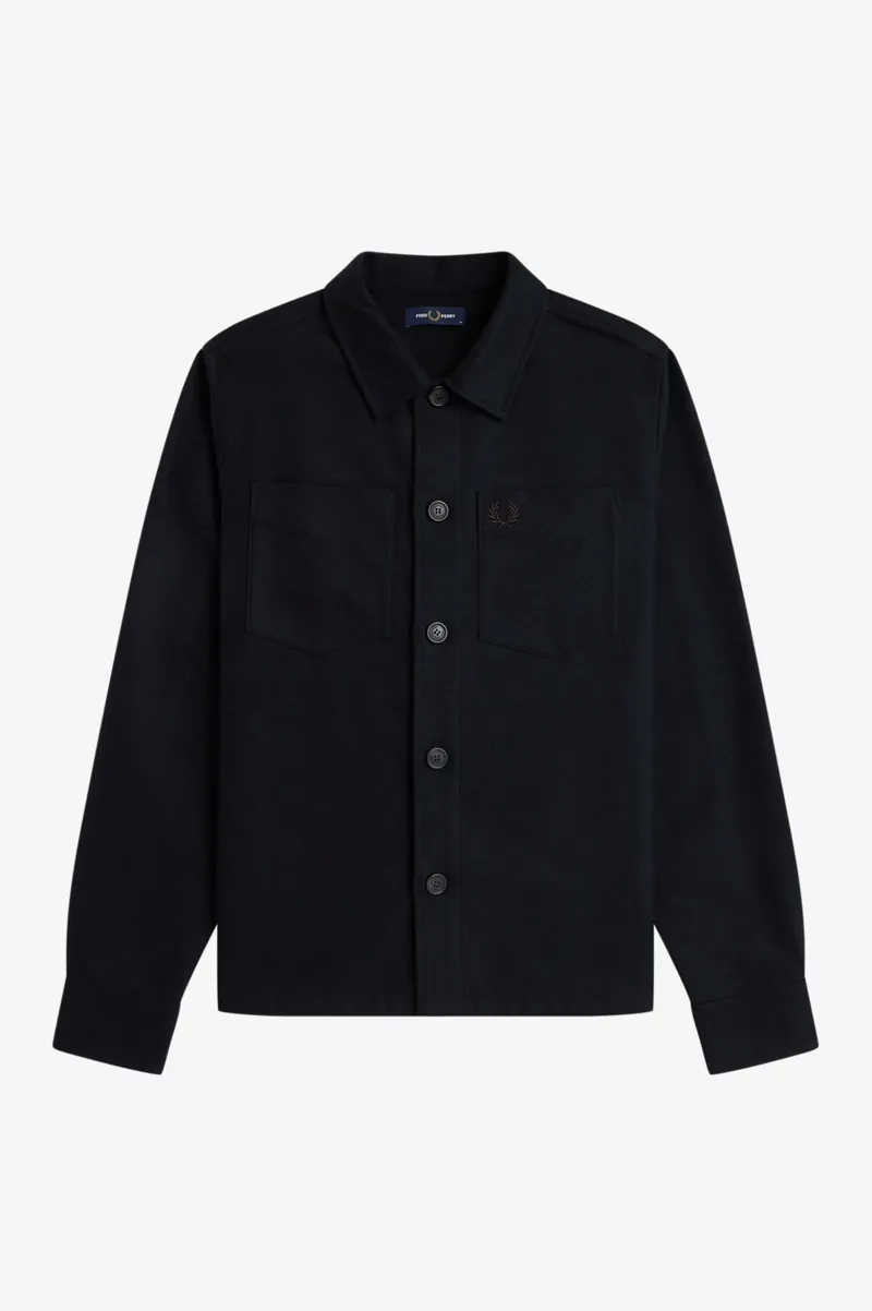 Fred Perry Brushed Twill Overshirt Black -11