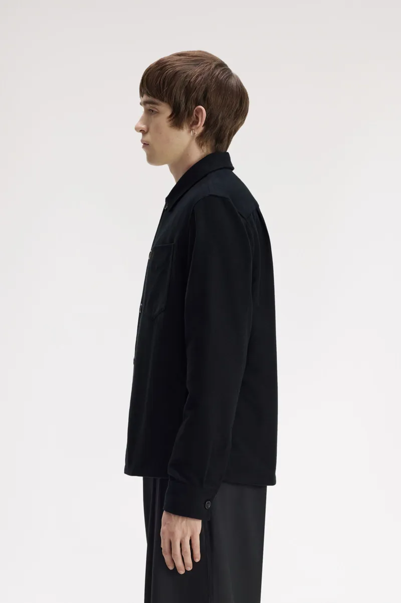 Fred Perry Brushed Twill Overshirt Black -2