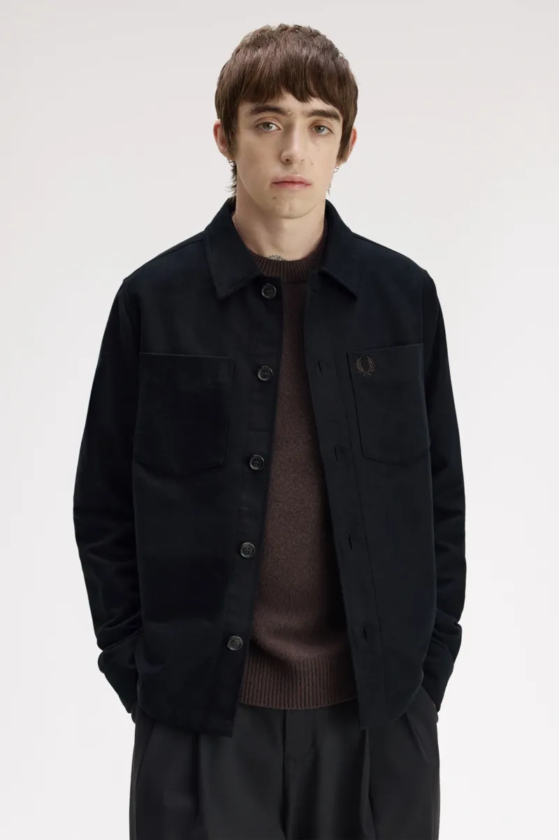 Fred Perry Brushed Twill Overshirt Black -5