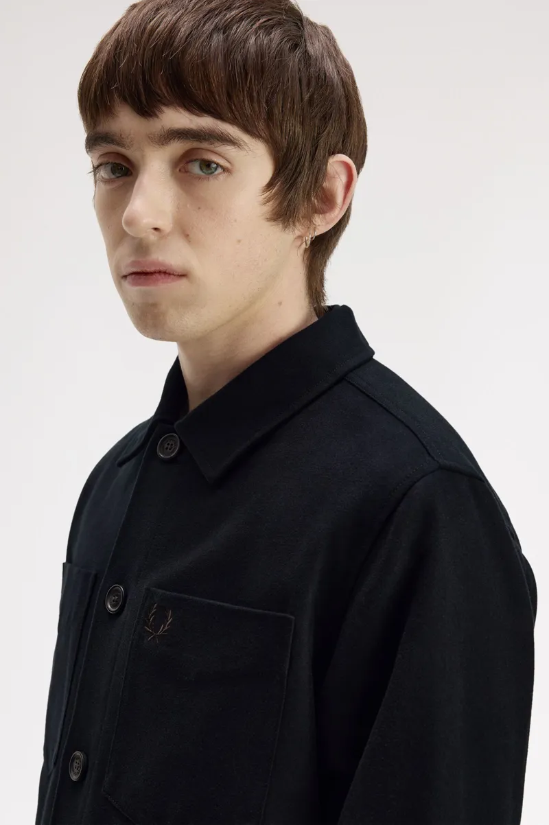 Fred Perry Brushed Twill Overshirt Black -6