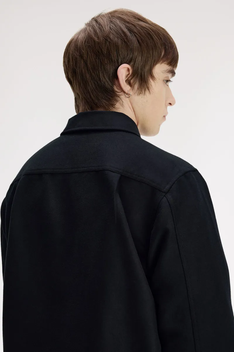 Fred Perry Brushed Twill Overshirt Black -7