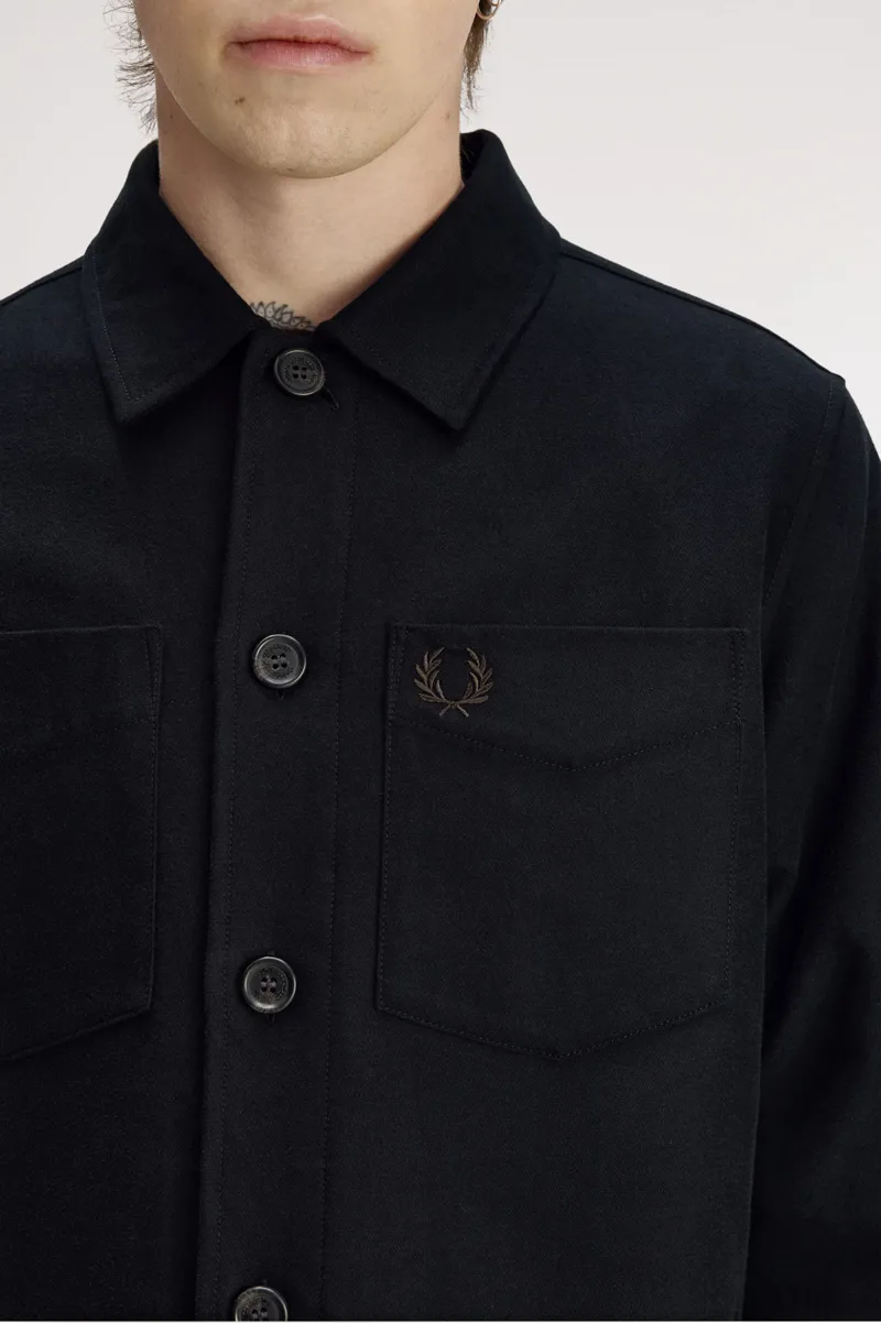 Fred Perry Brushed Twill Overshirt Black -8