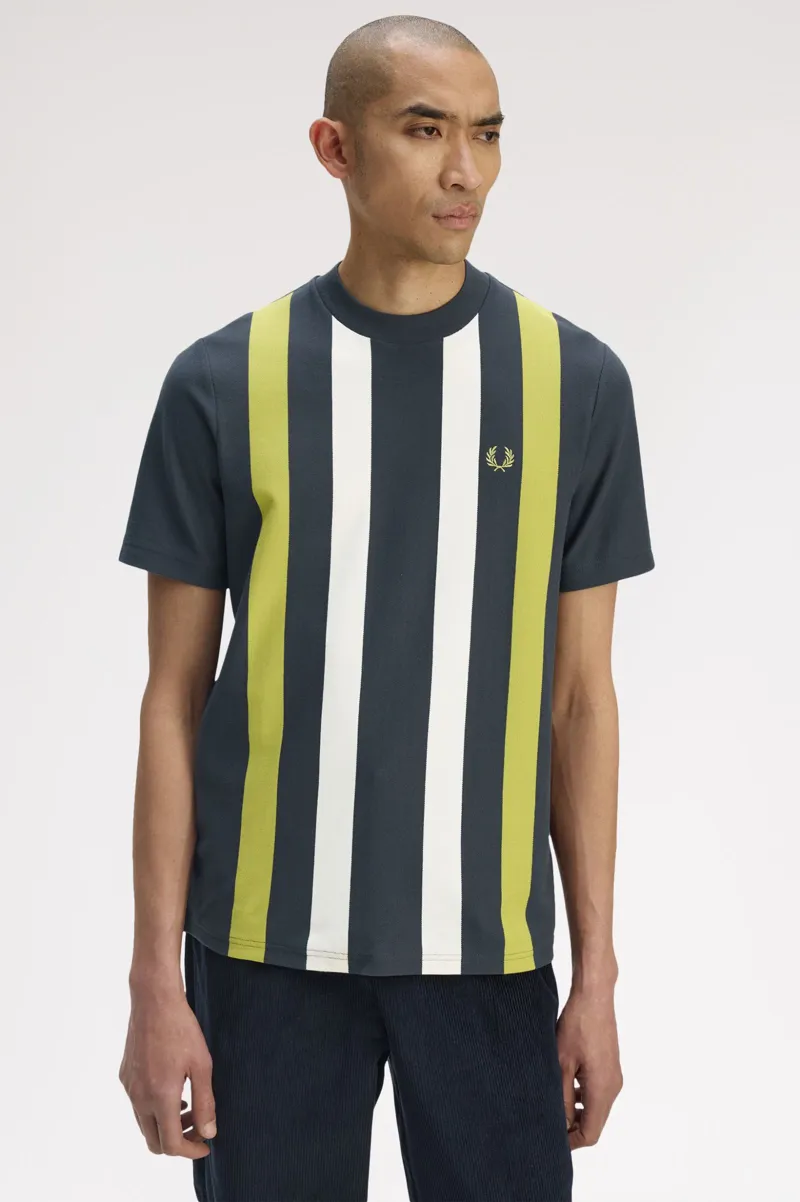 Fred Perry Vertical Strip T-Shirt Anchor Grey -1