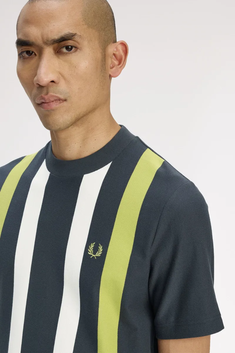 Fred Perry Vertical Strip T-Shirt Anchor Grey -4