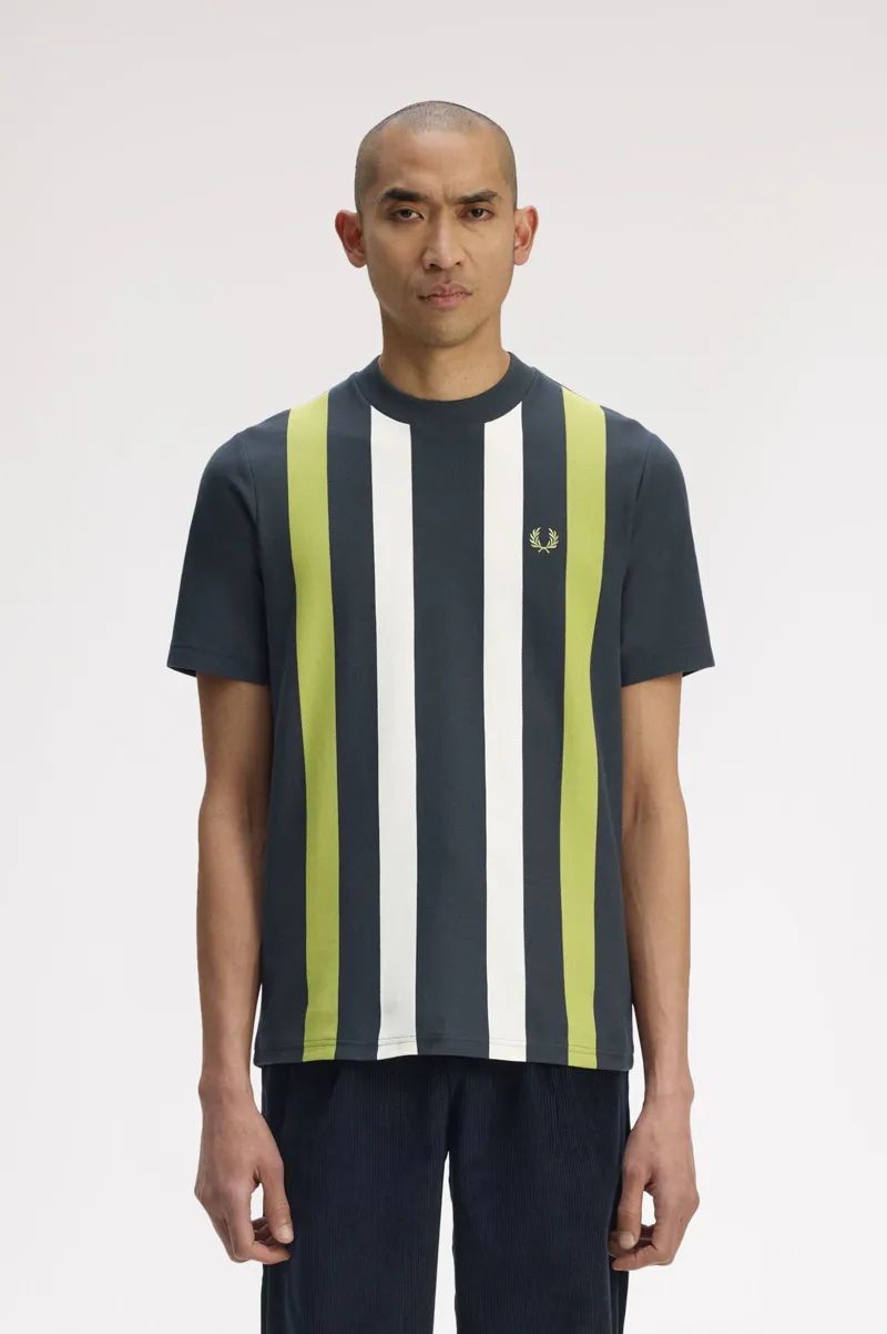 Fred Perry Vertical Strip T-Shirt Anchor Grey -2