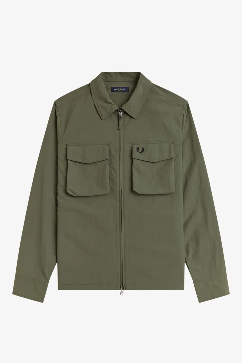 Fred Perry Ripstop Pocket Overshirt Laurel Wreath Green -10