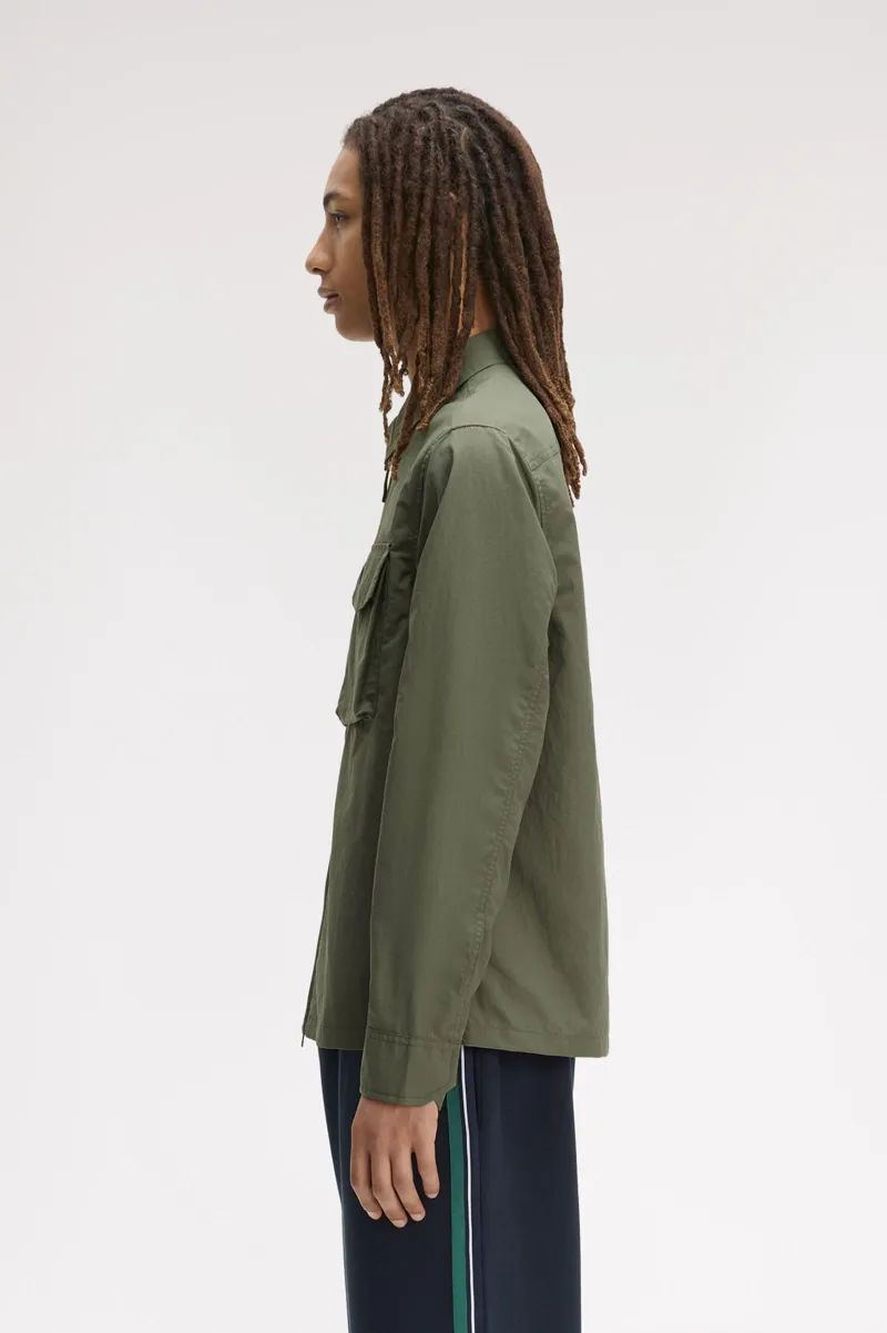 Fred Perry Ripstop Pocket Overshirt Laurel Wreath Green -3