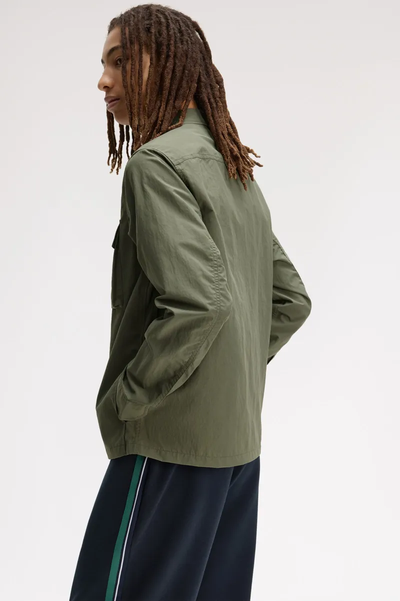 Fred Perry Ripstop Pocket Overshirt Laurel Wreath Green -5
