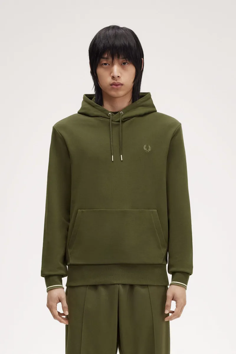 Fred Perry Overhead Tipped Hoodie Hunting Green XXL ONLY-9