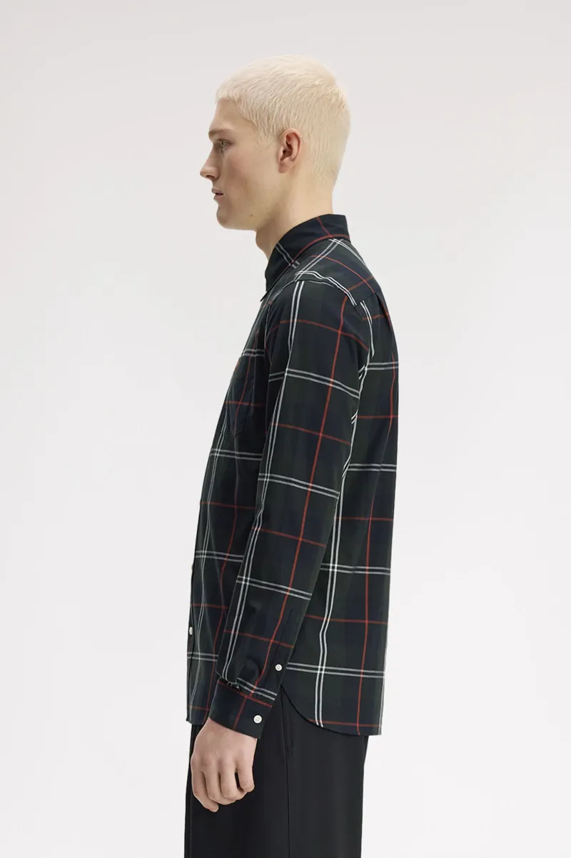 Fred Perry Poplin Tartan Shirt Night Green-2