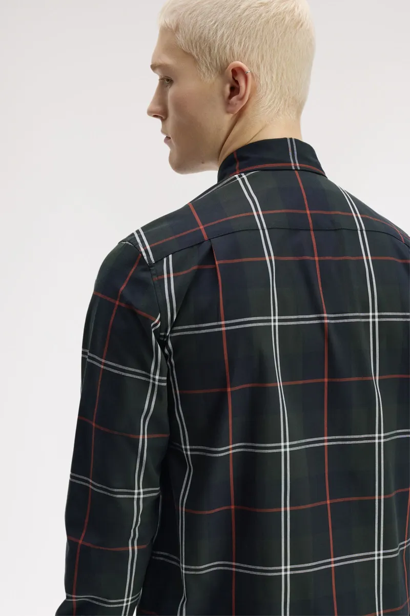 Fred Perry Poplin Tartan Shirt Night Green-4