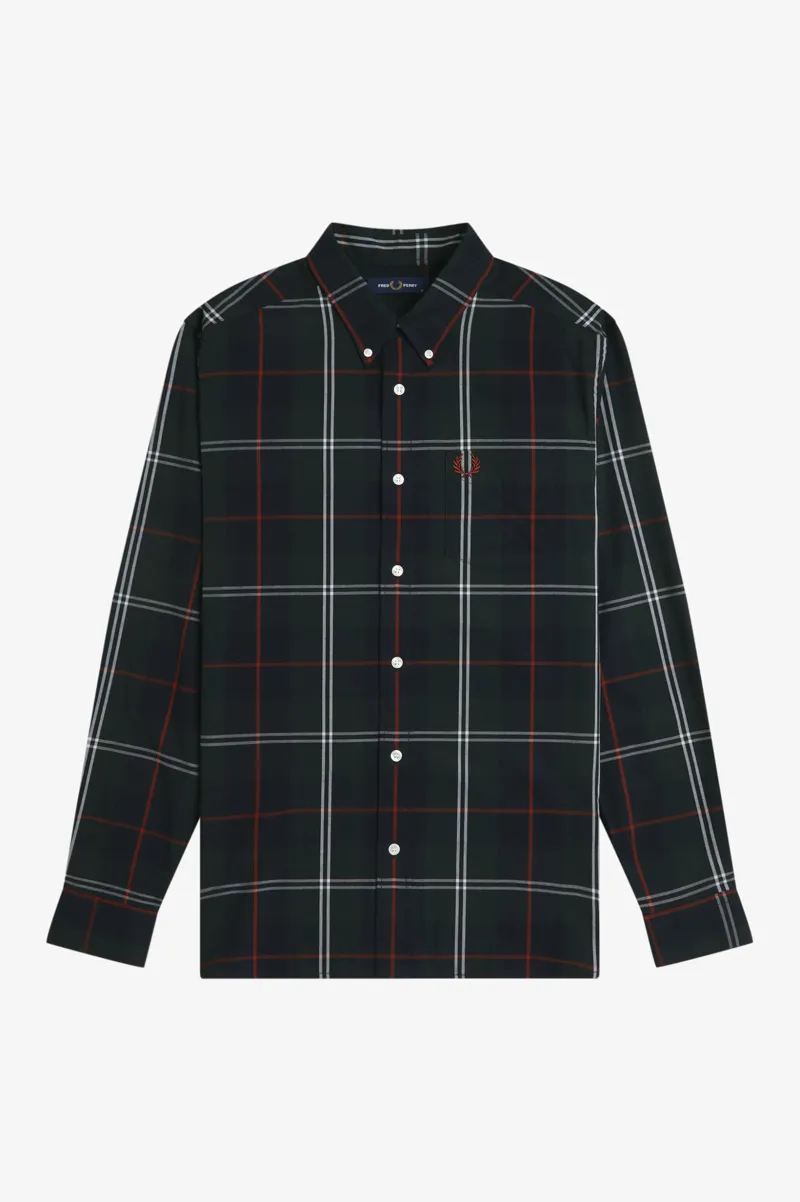 Fred Perry Poplin Tartan Shirt Night Green-8