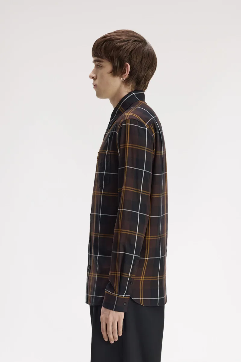 Fred Perry Twill Tartan Shirt Rich Brown -2
