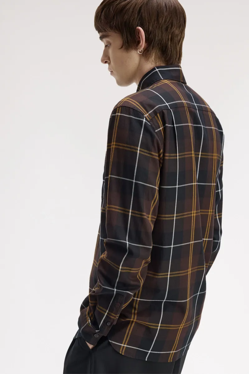 Fred Perry Twill Tartan Shirt Rich Brown -4
