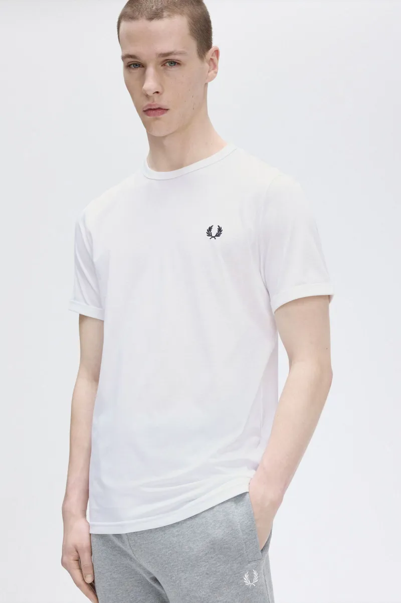 Fred Perry M3519-100 Ringer T-shirt White -3