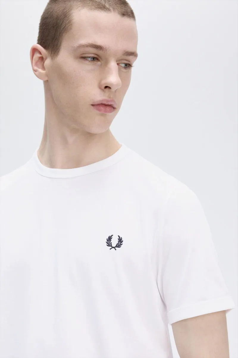 Fred Perry M3519-100 Ringer T-shirt White -4