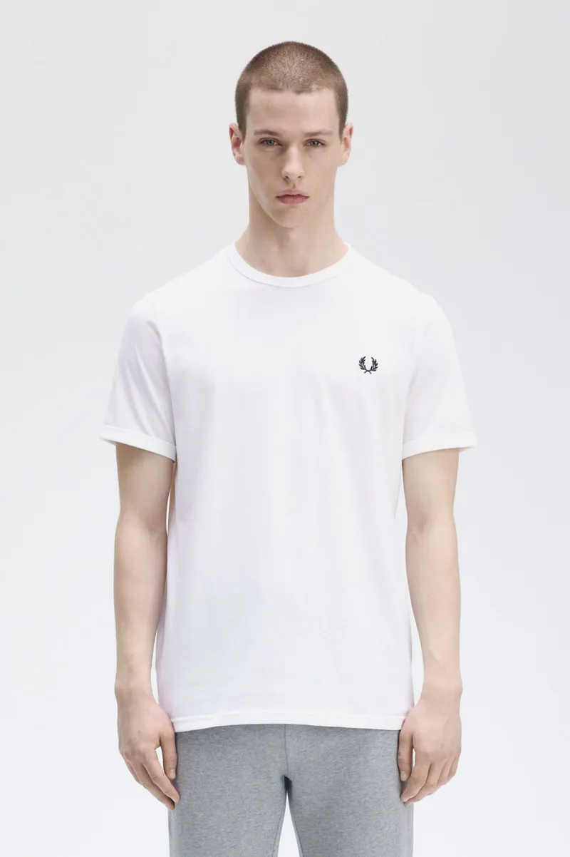 Fred Perry M3519-100 Ringer T-shirt White -1