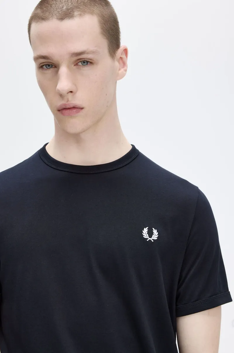 Fred Perry M3519-608 Mens Ringer T-shirt Navy