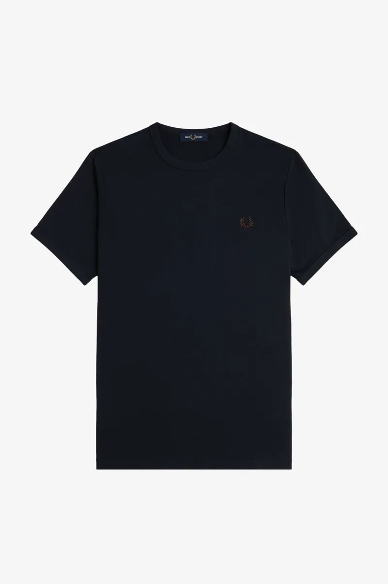 Fred Perry M3519-W71 Ringer T-shirt Navy / Carrington Brick -3