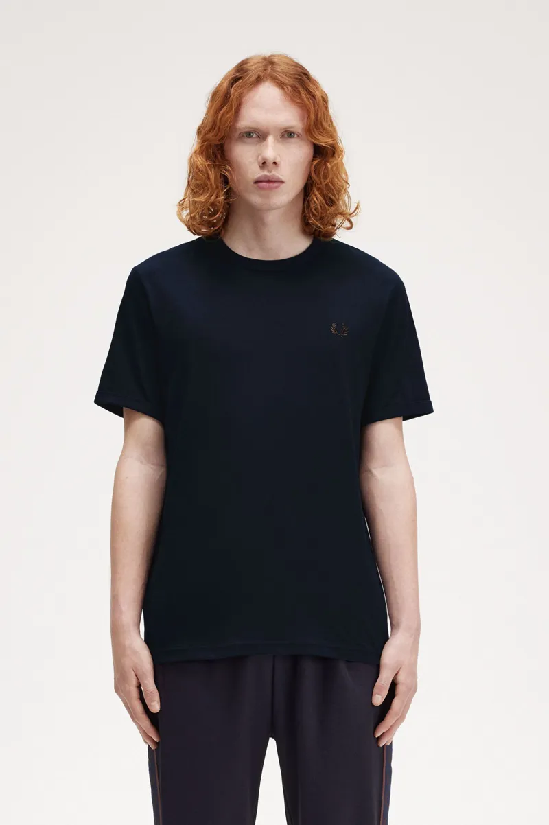 Fred Perry M3519-W71 Ringer T-shirt Navy / Carrington Brick -6