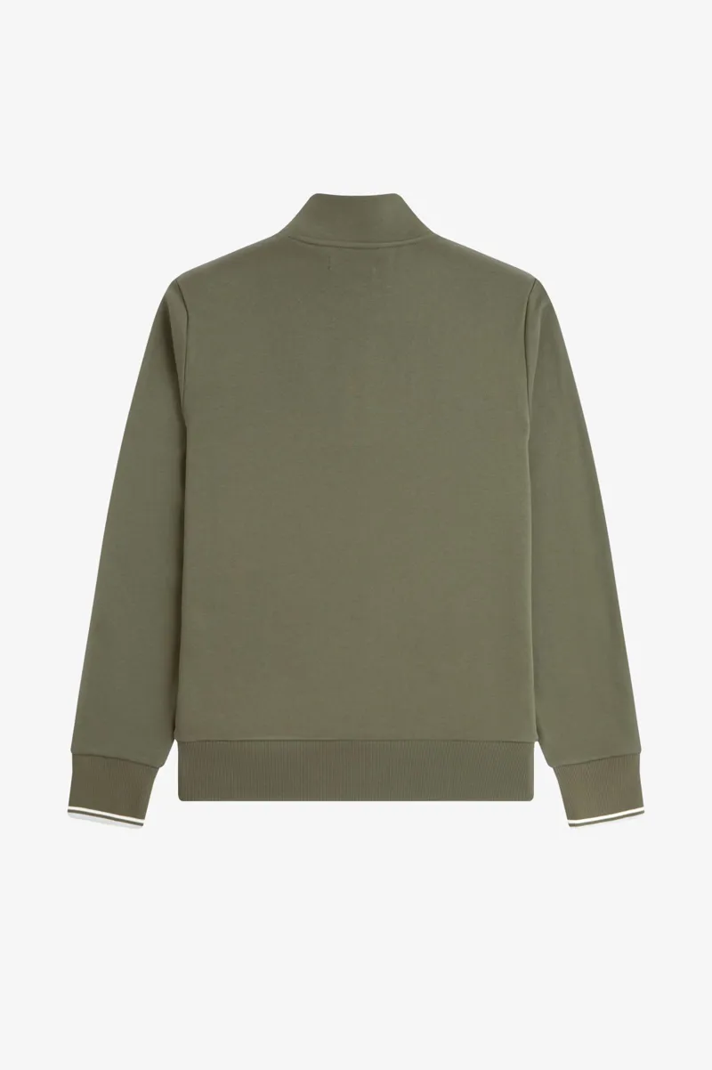 Fred Perry Half Zip Sweatshirt Laurel Wreath Green / Ecru / Blue-1