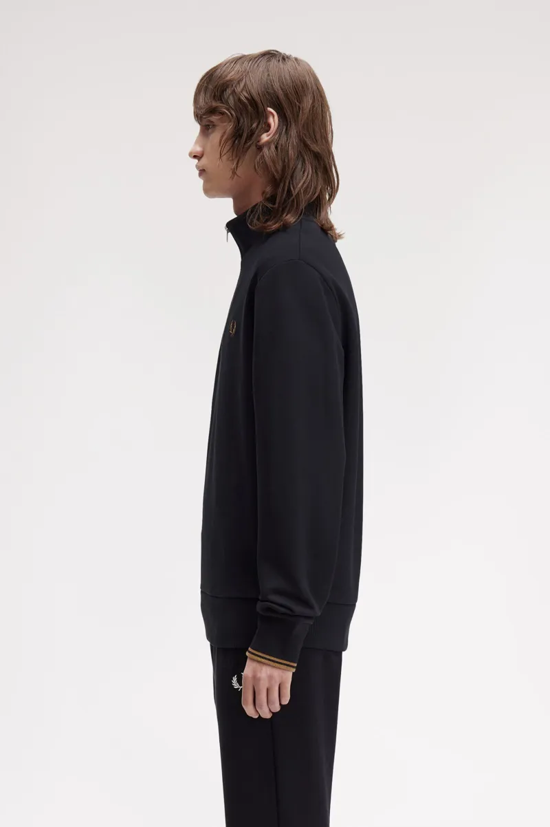 Fred Perry Half Zip Sweatshirt Black / Shaded Stone-4