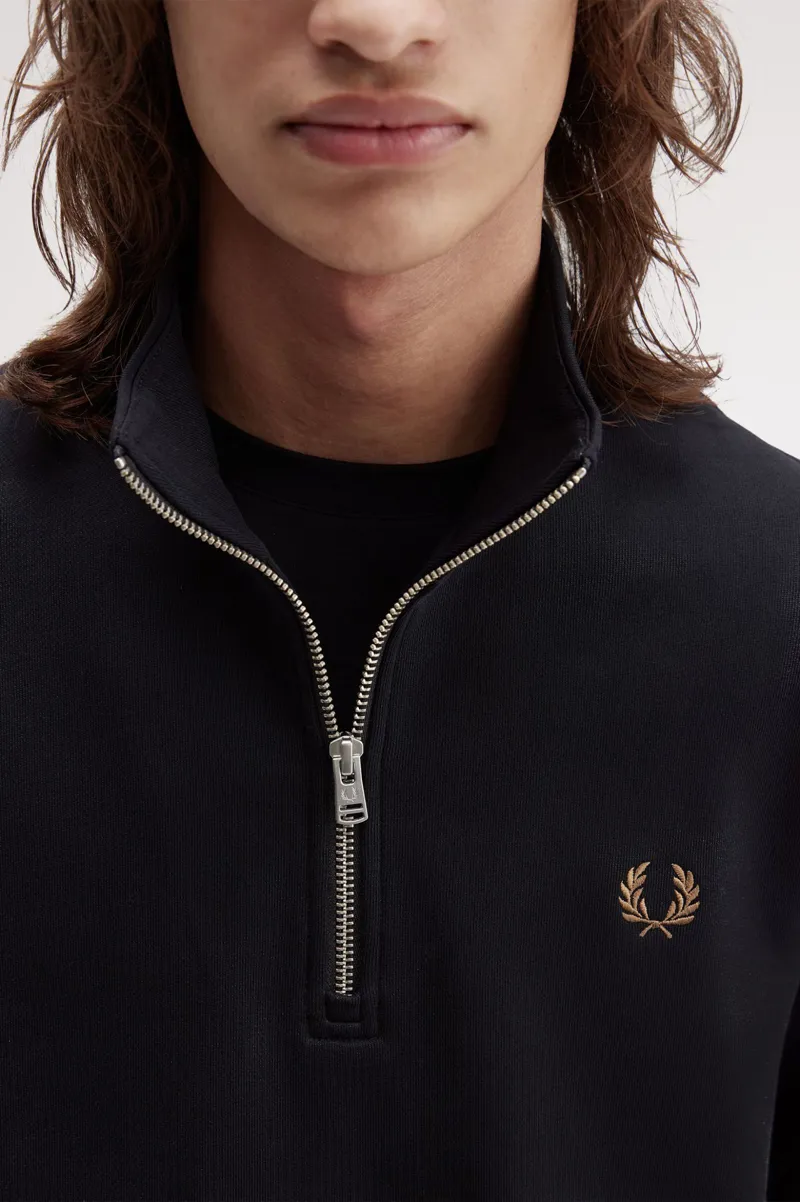Fred Perry Half Zip Sweatshirt Black / Shaded Stone-6