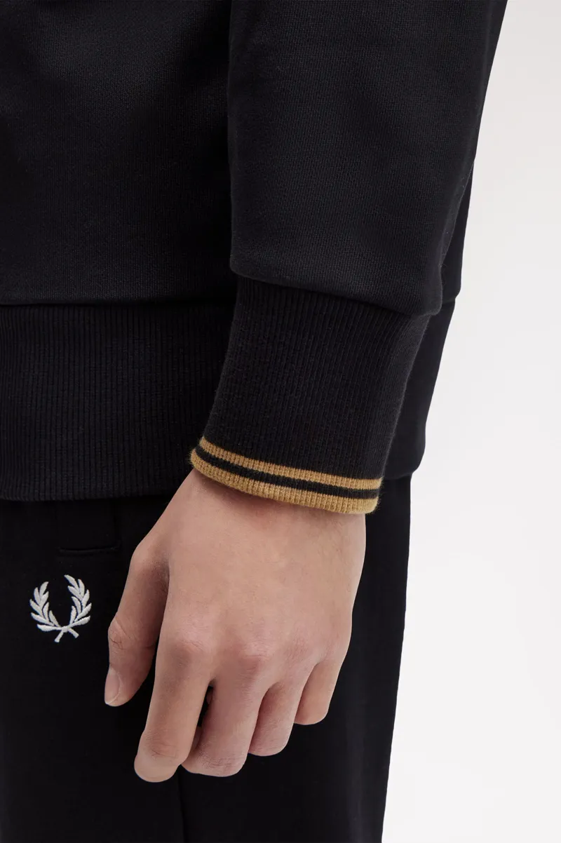 Fred Perry Half Zip Sweatshirt Black / Shaded Stone-7