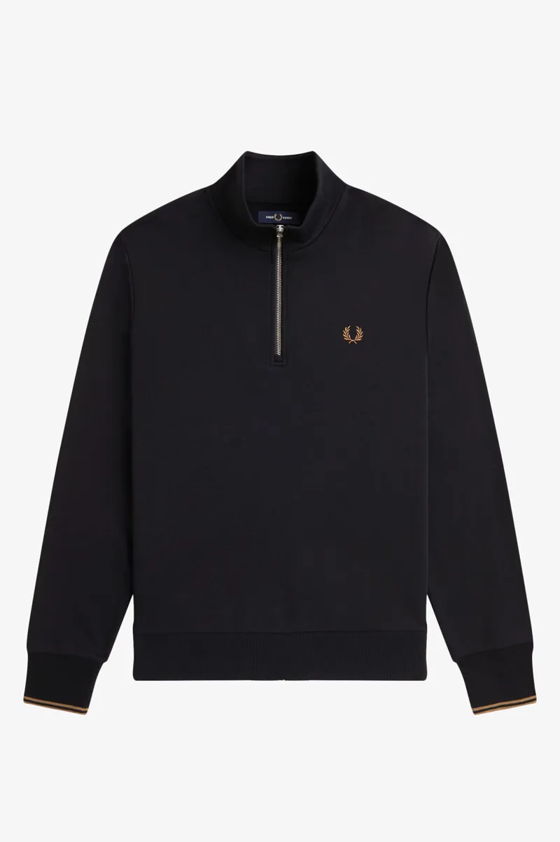 Fred Perry Half Zip Sweatshirt Black / Shaded Stone-3