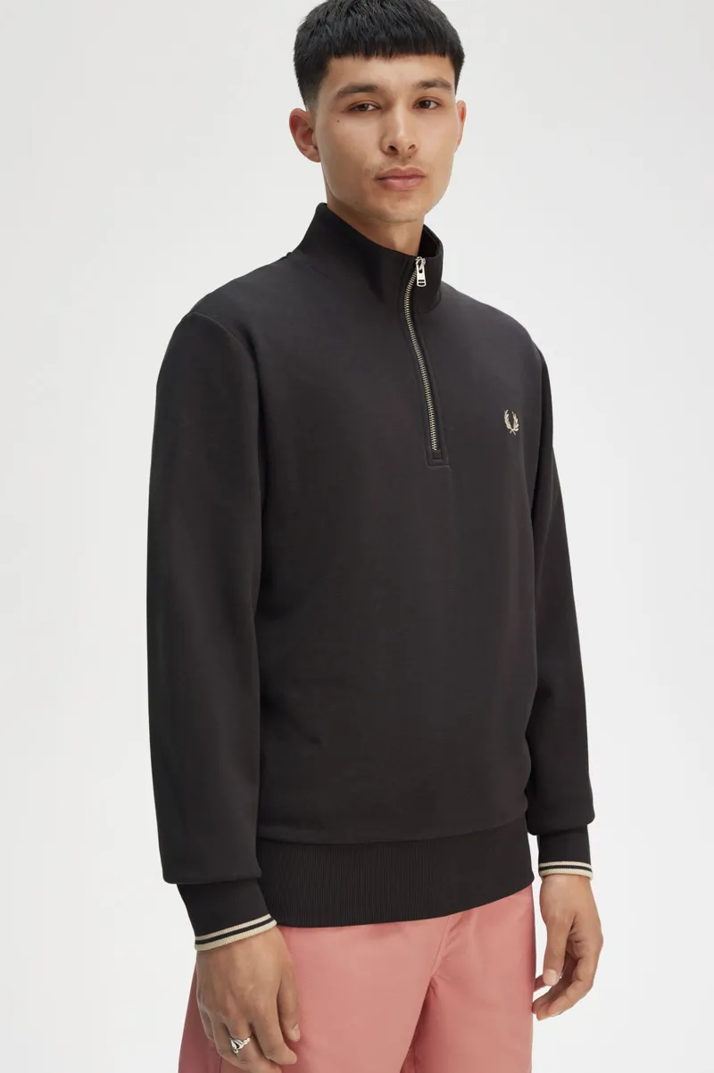 Fred Perry Half Zip Sweatshirt Anchor Grey-3