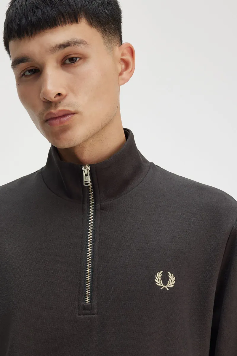 Fred Perry Half Zip Sweatshirt Anchor Grey-5