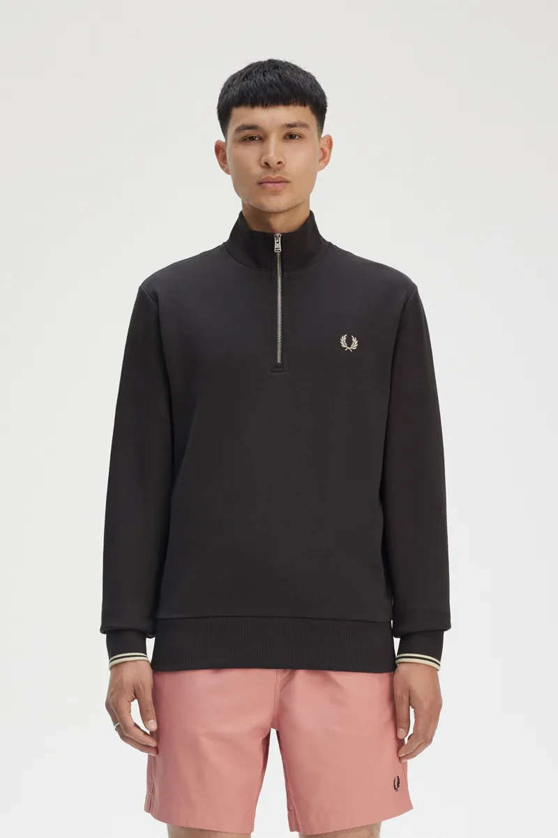 Fred Perry Half Zip Sweatshirt Anchor Grey-8
