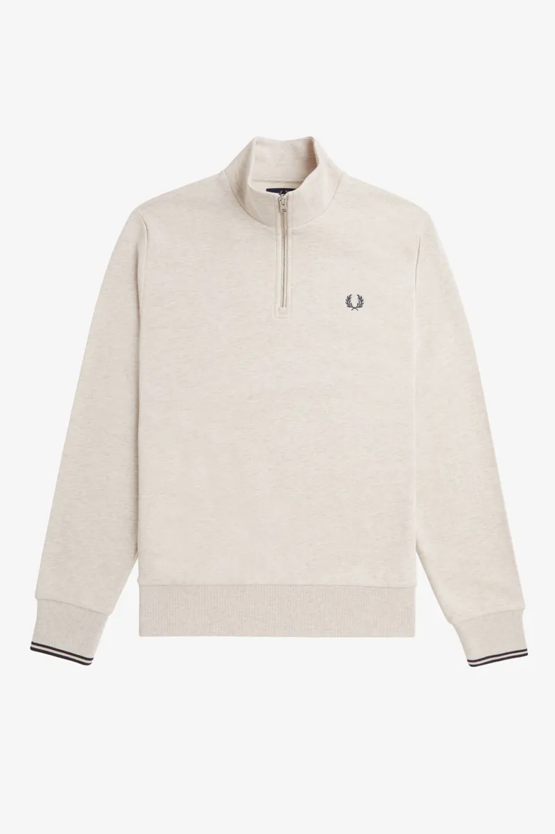 Fred Perry Half Zip Sweatshirt Porridge Marl-3