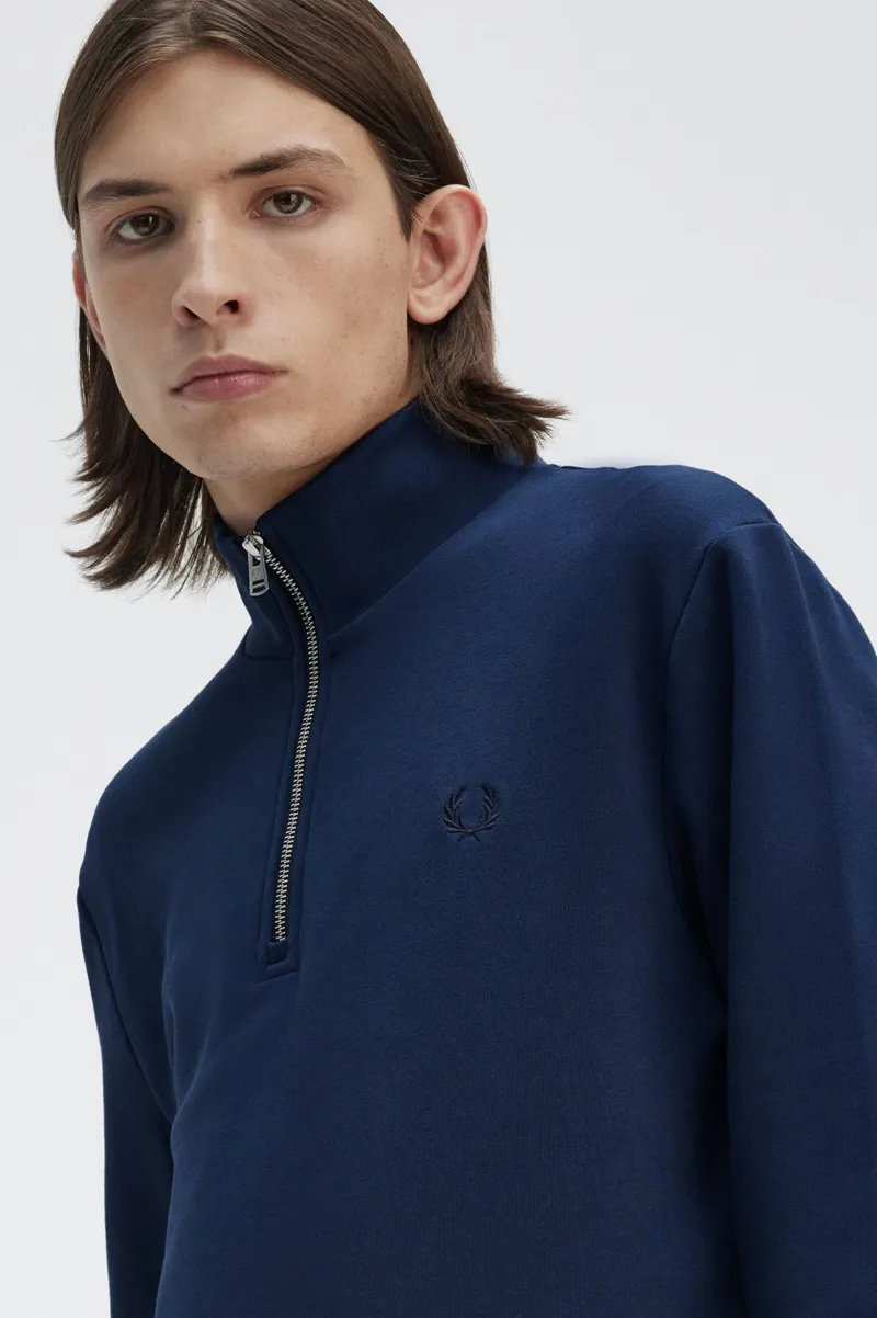 Fred Perry Half Zip Sweatshirt Tennis Blue-5