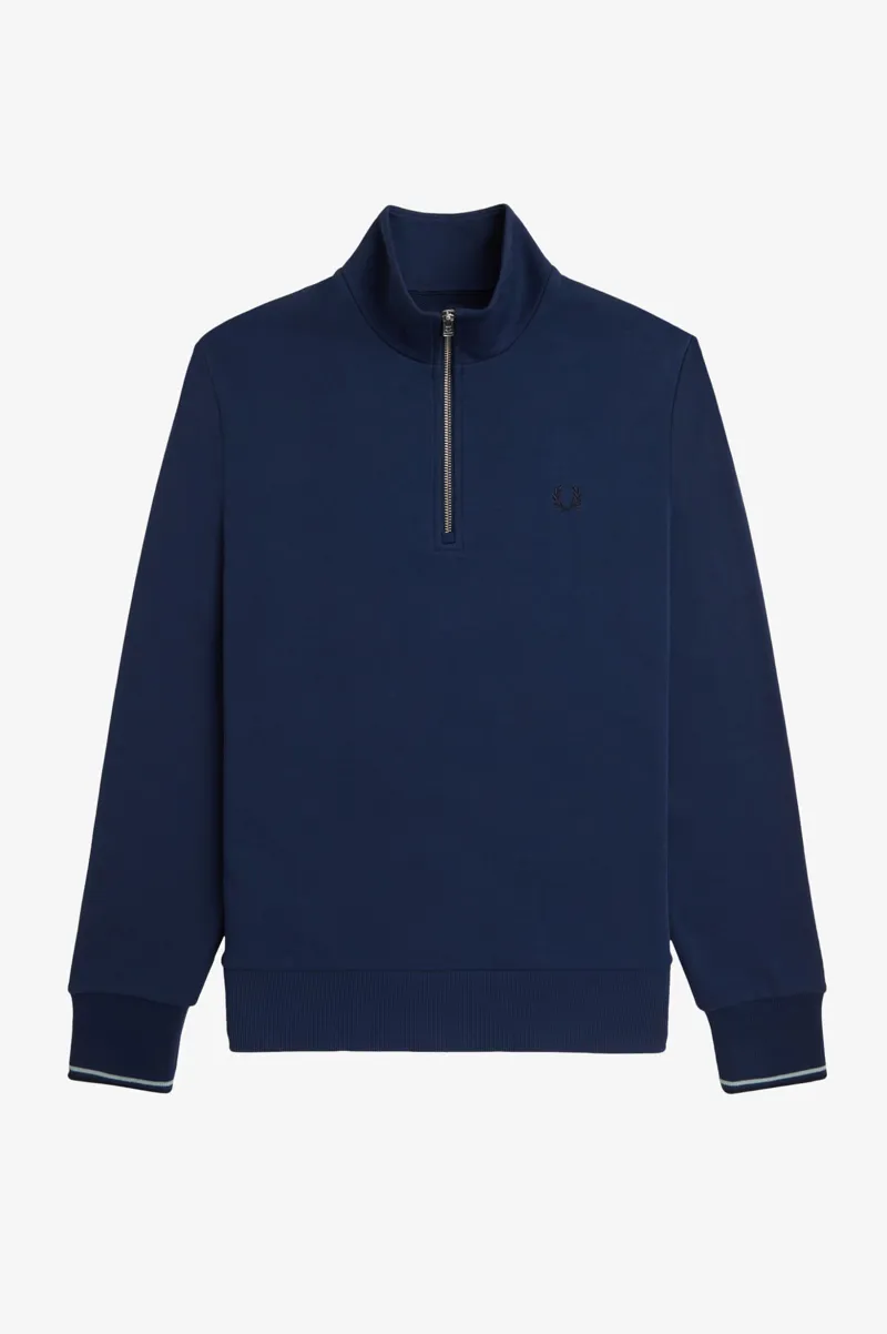 Fred Perry Half Zip Sweatshirt Tennis Blue-1