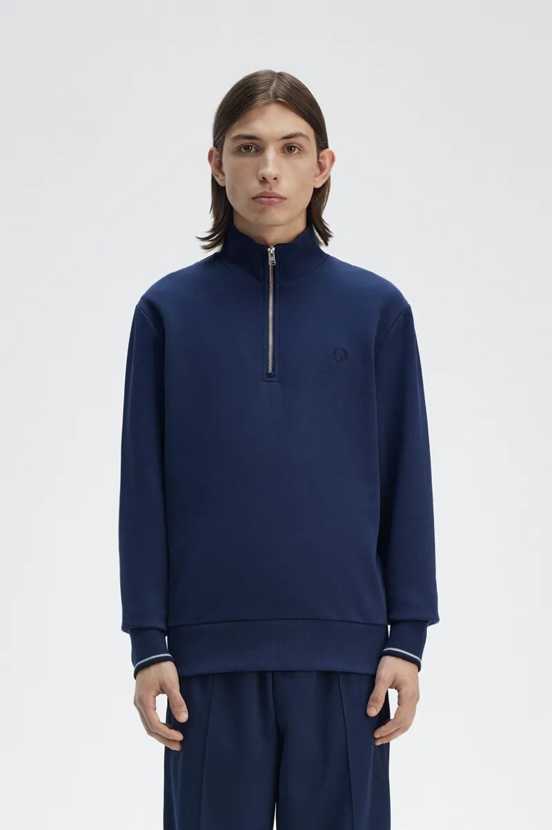 Fred Perry Half Zip Sweatshirt Tennis Blue-2